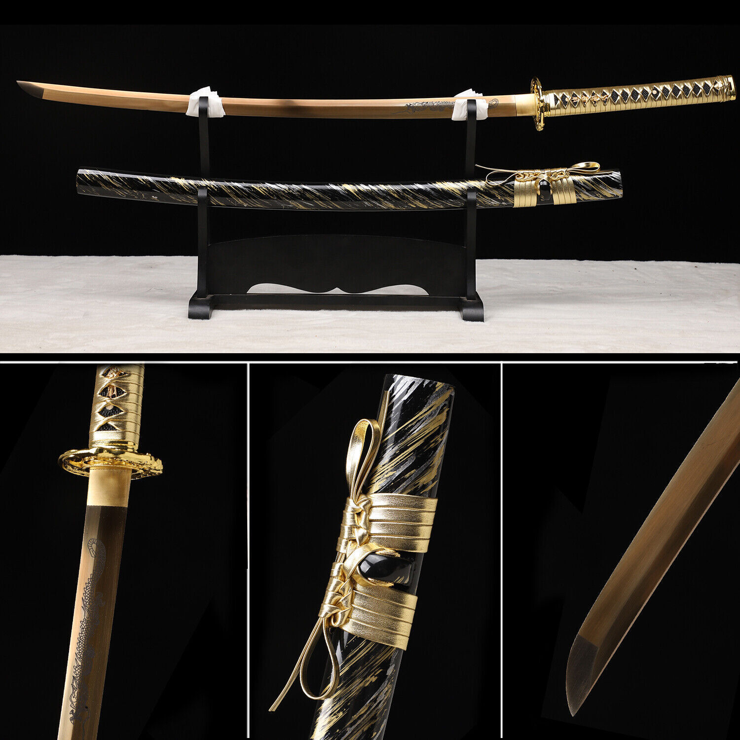 Golden Dragon 1095 Carbon Steel Japanese Samurai Sword Katana Sharp Full Tang