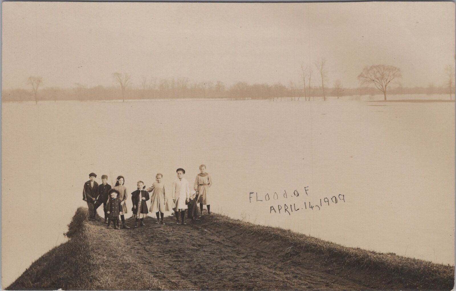 Flood of April 1904 Kids Merrick Day's Photo Studio RPPC Postcard