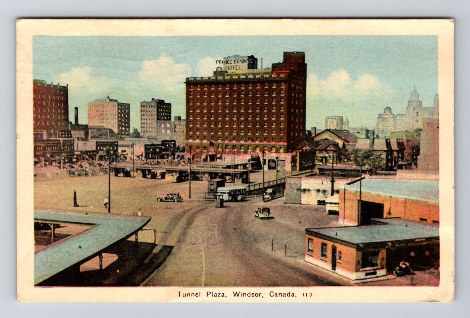 Windsor-Ontario, Tunnel Plaza, Prince Edward Hotel, Advertising Vintage Postcard