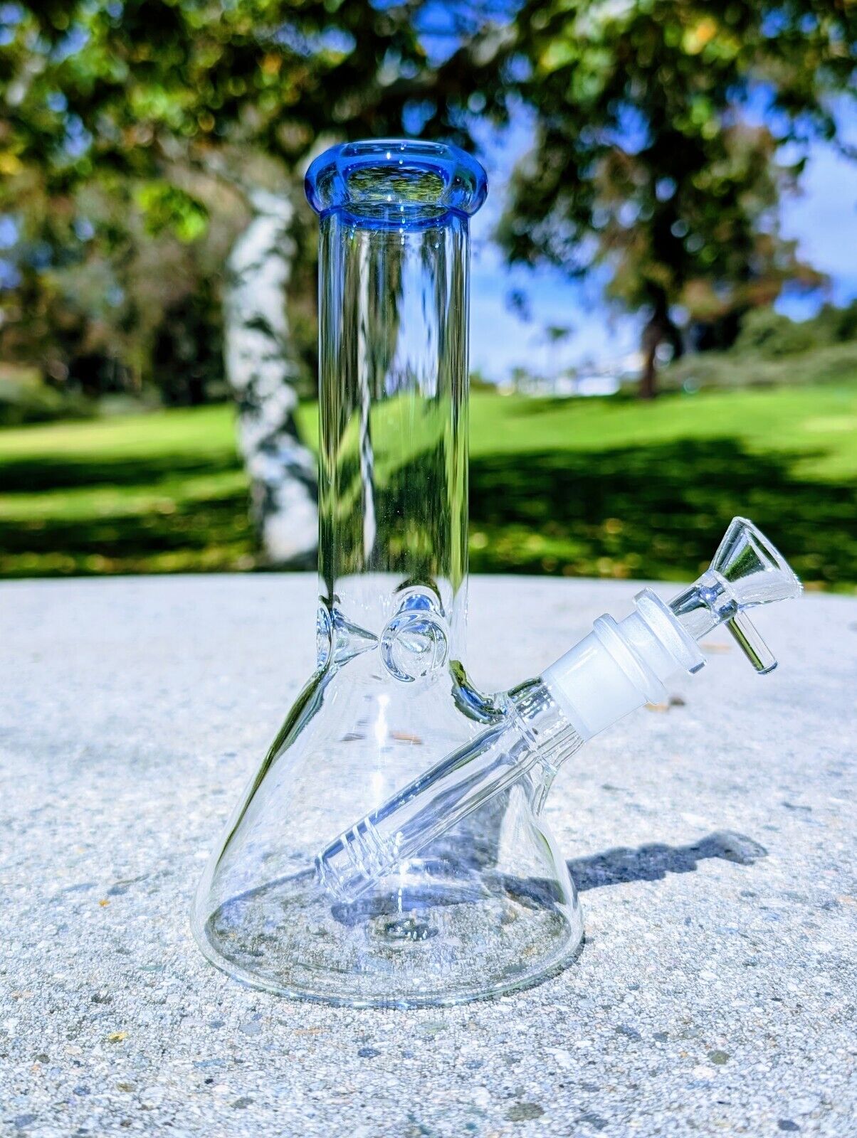 8 Inch Blue Beaker Premium Quality Glass Bong Tobacco Smoking Water Pipe Hookah