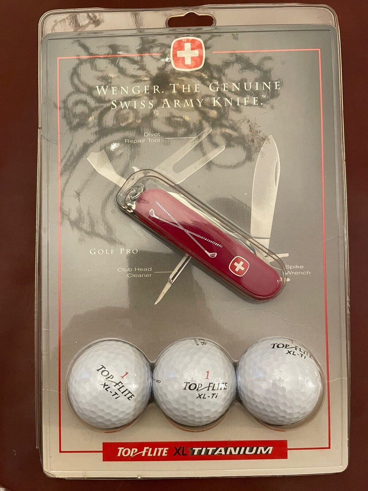 Wenger Golf Pro Swiss Army Knife With Top Flite XL-Ti Titanium Balls New In Box