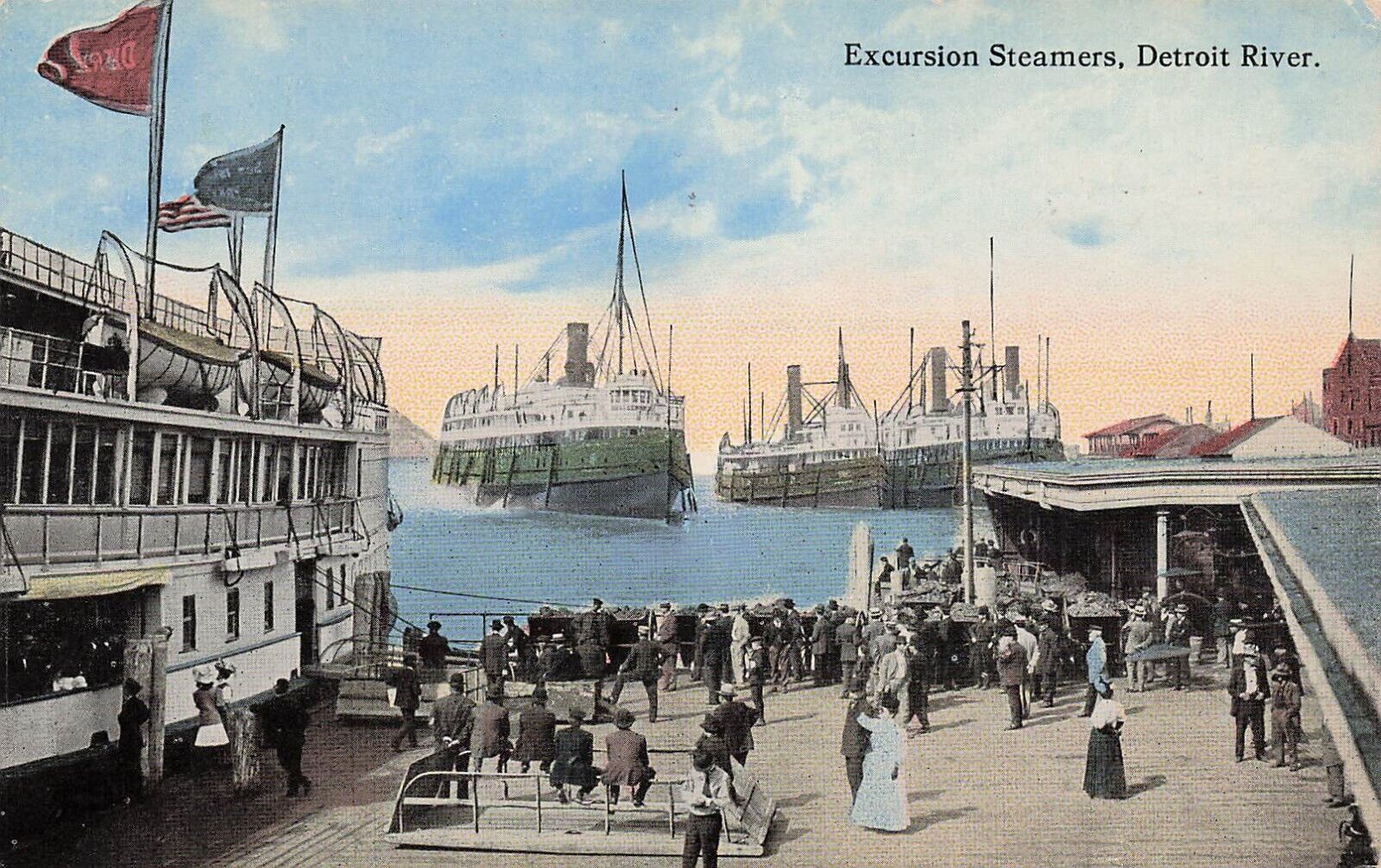 Detroit MI Michigan Harbor Steamers to Howell Florence V. Euler Vtg Postcard E18