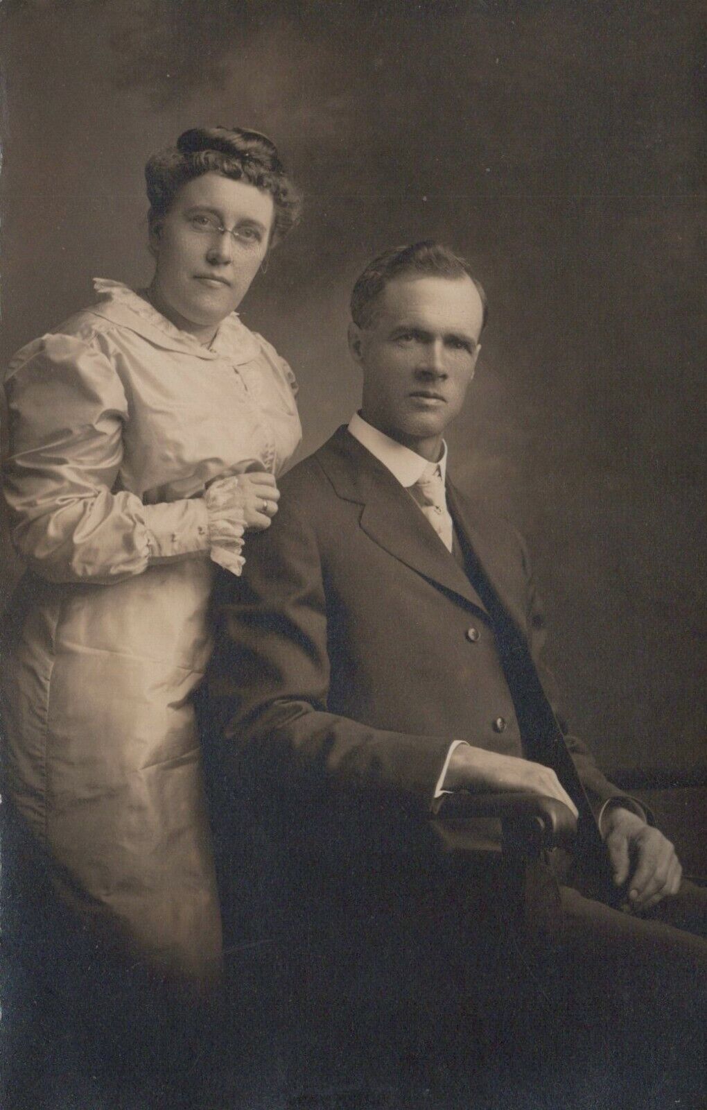 Leona & Frank Couple Posed Vintage Dress Suit Vintage Real Photo RPPC Post Card