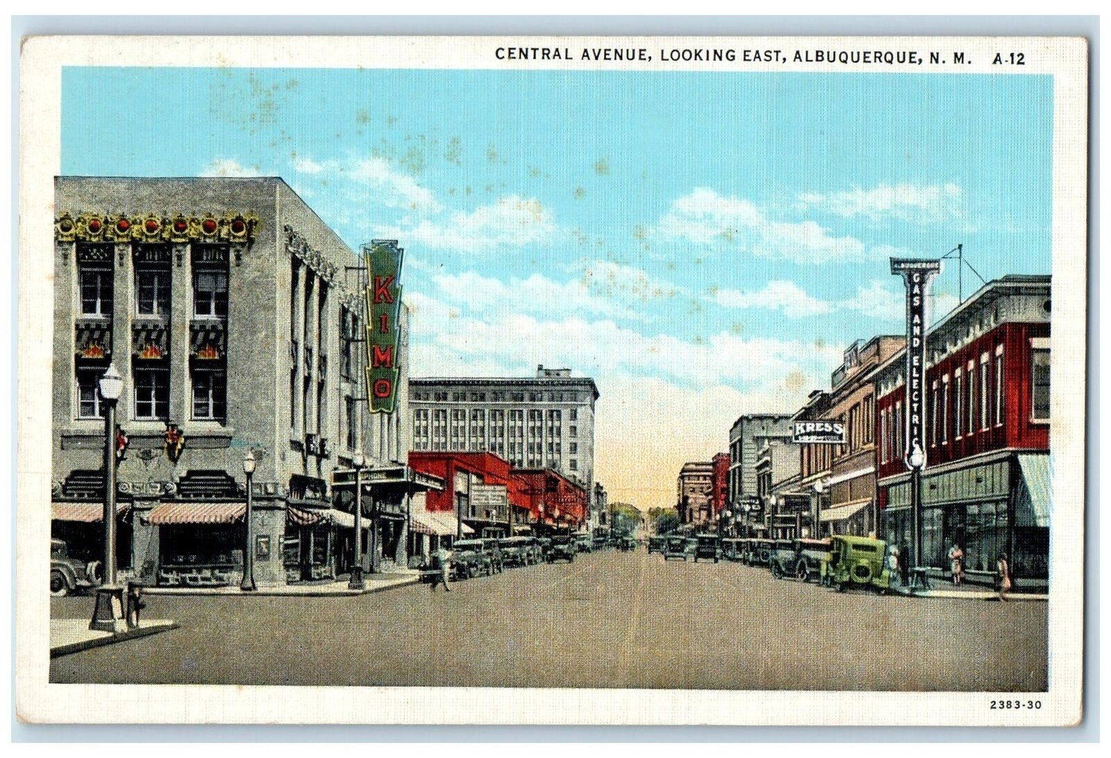 c1940's Central Avenue Classic Cars Building Albuquerque New Mexico NM Postcard
