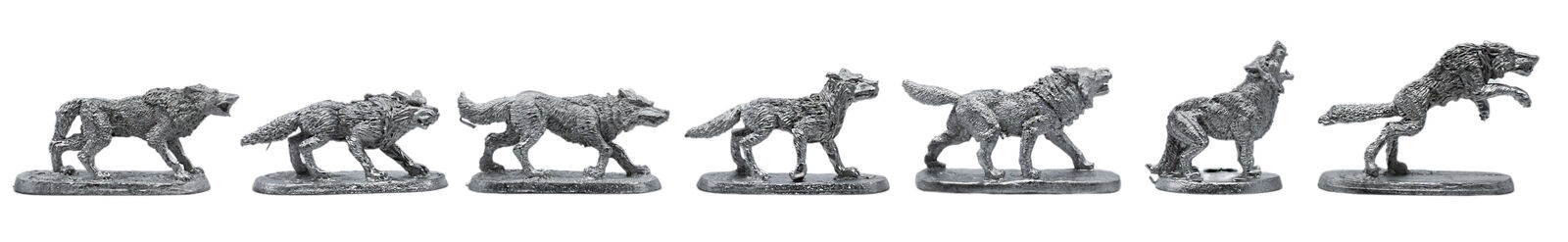 7 Piece Wolf Pack Set - 100% Lead-Free Pewter - Classic Fantasy Miniatures for