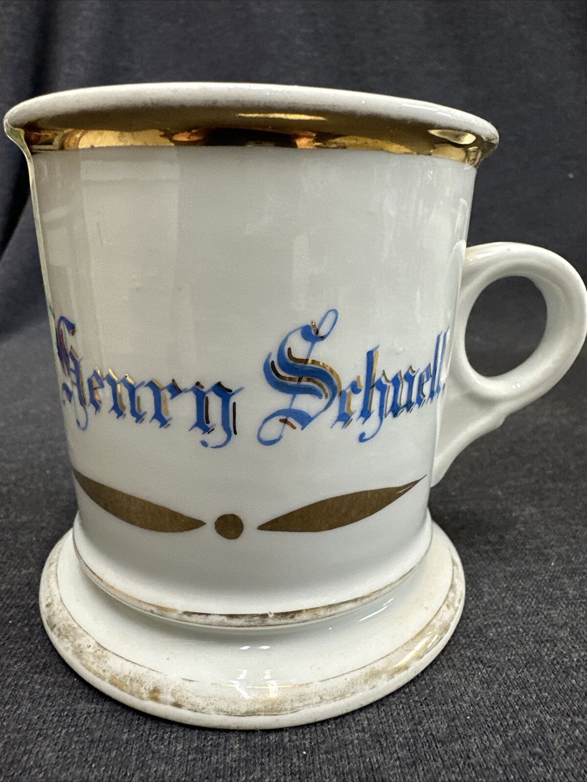 ANTIQUE 1880-1920’s Personalized SHAVING MUG - Henry Schnell