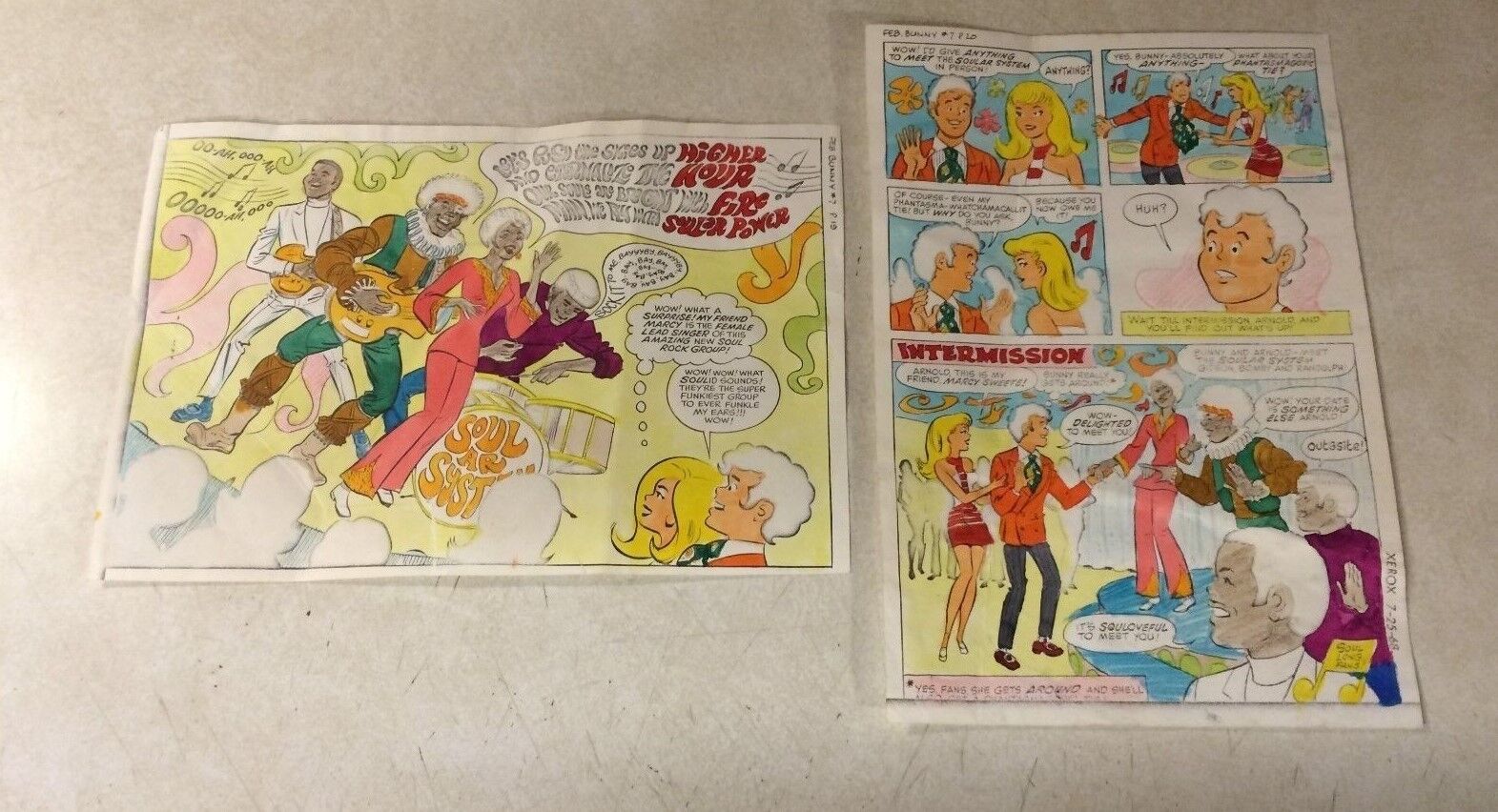 Bunny #7 original art color guides QUEEN OF IN-CROWD 1969 Band Splash