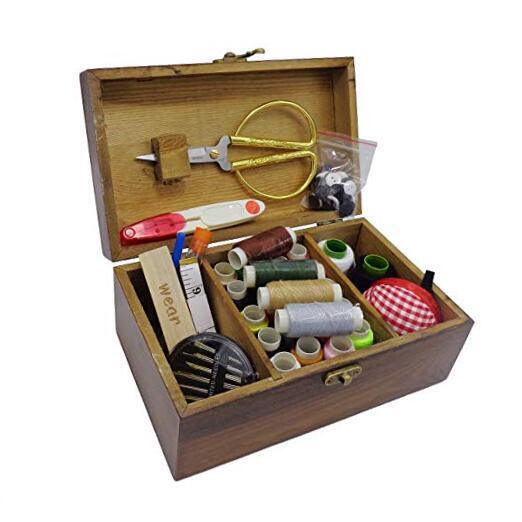 iTun Wooden Sewing Basket with Sewing Kit Accessories Vintage Dandelion