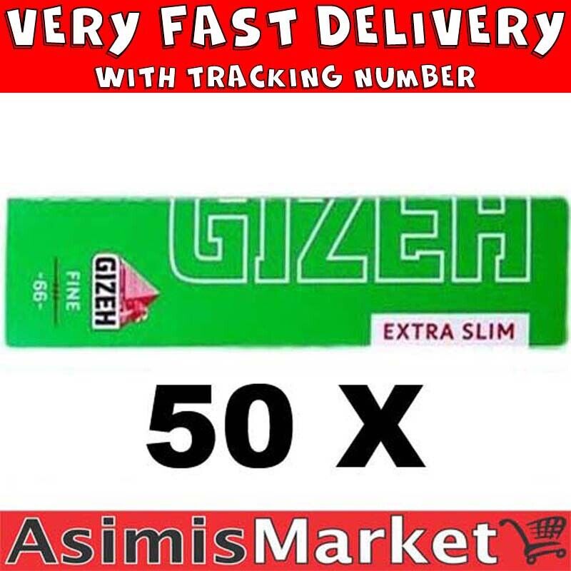 Gizeh Extra Slim Fine Rolling Papers Cut Corners 50 Packs X 66 Sheets 18,5gr