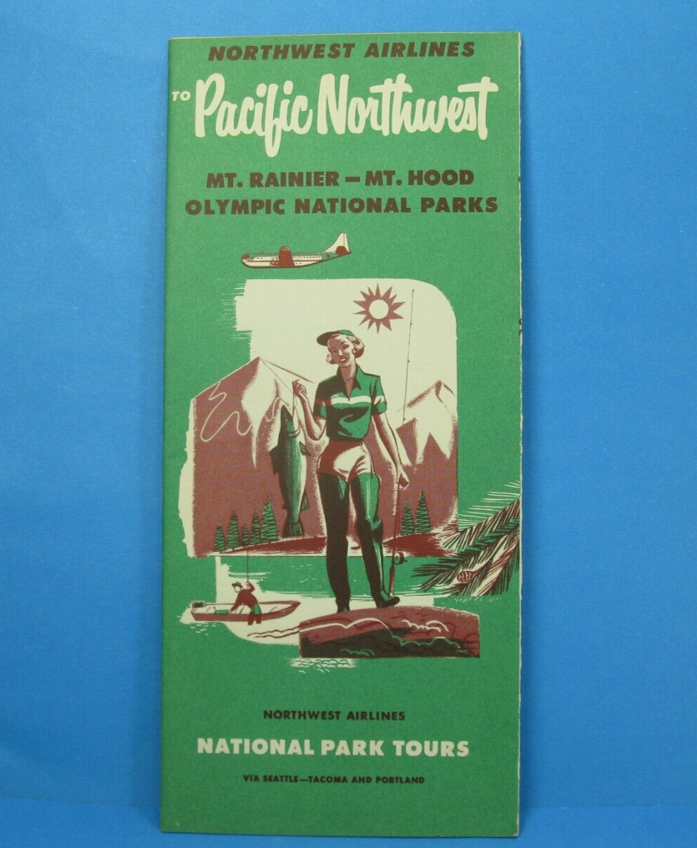1951 NORTHWEST Airlines Pacific Northwest NATIONALPARKS TOURS Brochure RARE