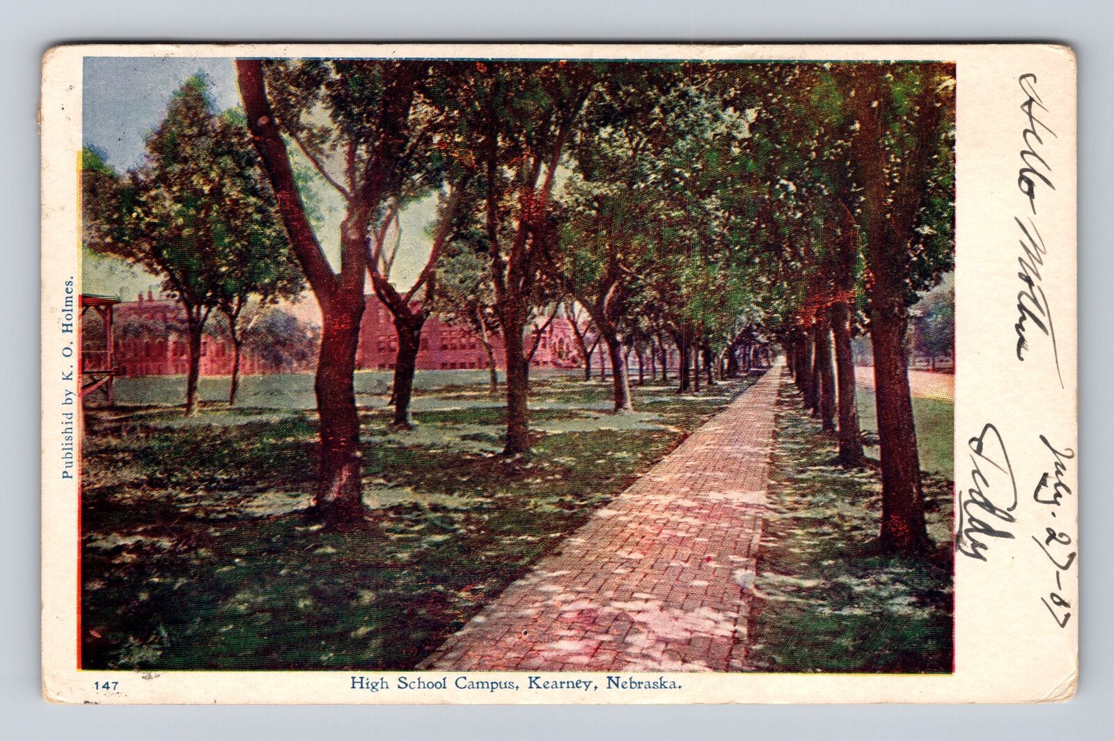 Kearney NE-Nebraska, High School Campus, Antique, Vintage c1907 Postcard