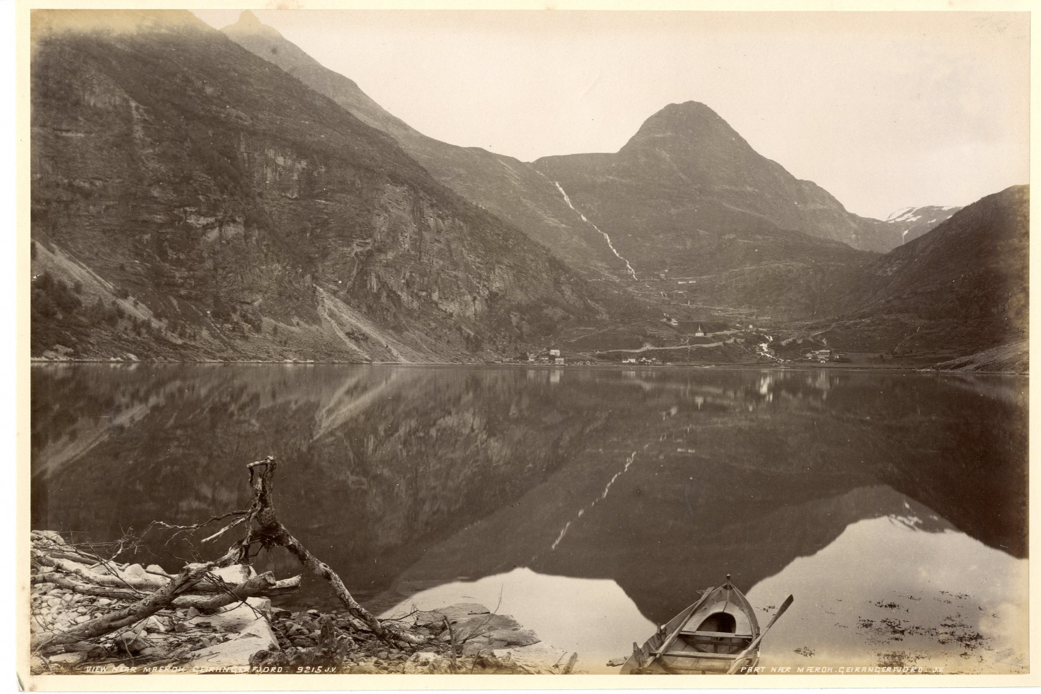 J.V., Norway, Part near Merok. Vintage Geirangerfjord Albumen Print. Vintage Nor