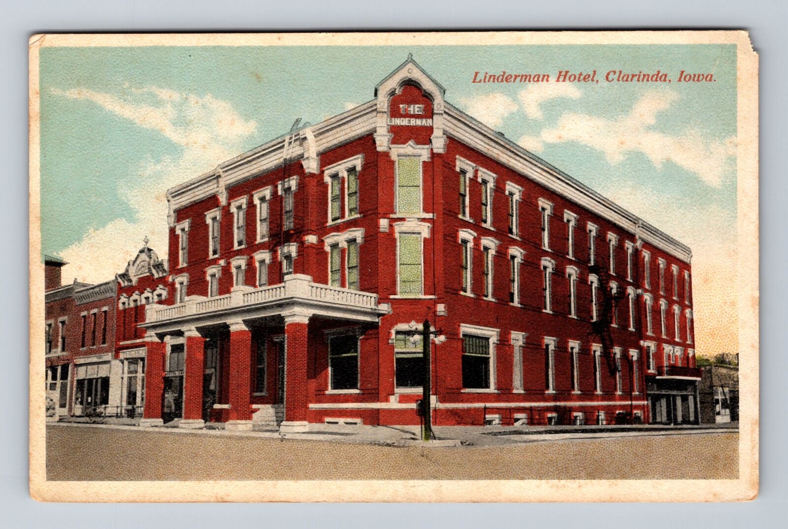 Clarinda IA-Iowa, Linderman Hotel, Advertisement, Antique, Vintage Postcard
