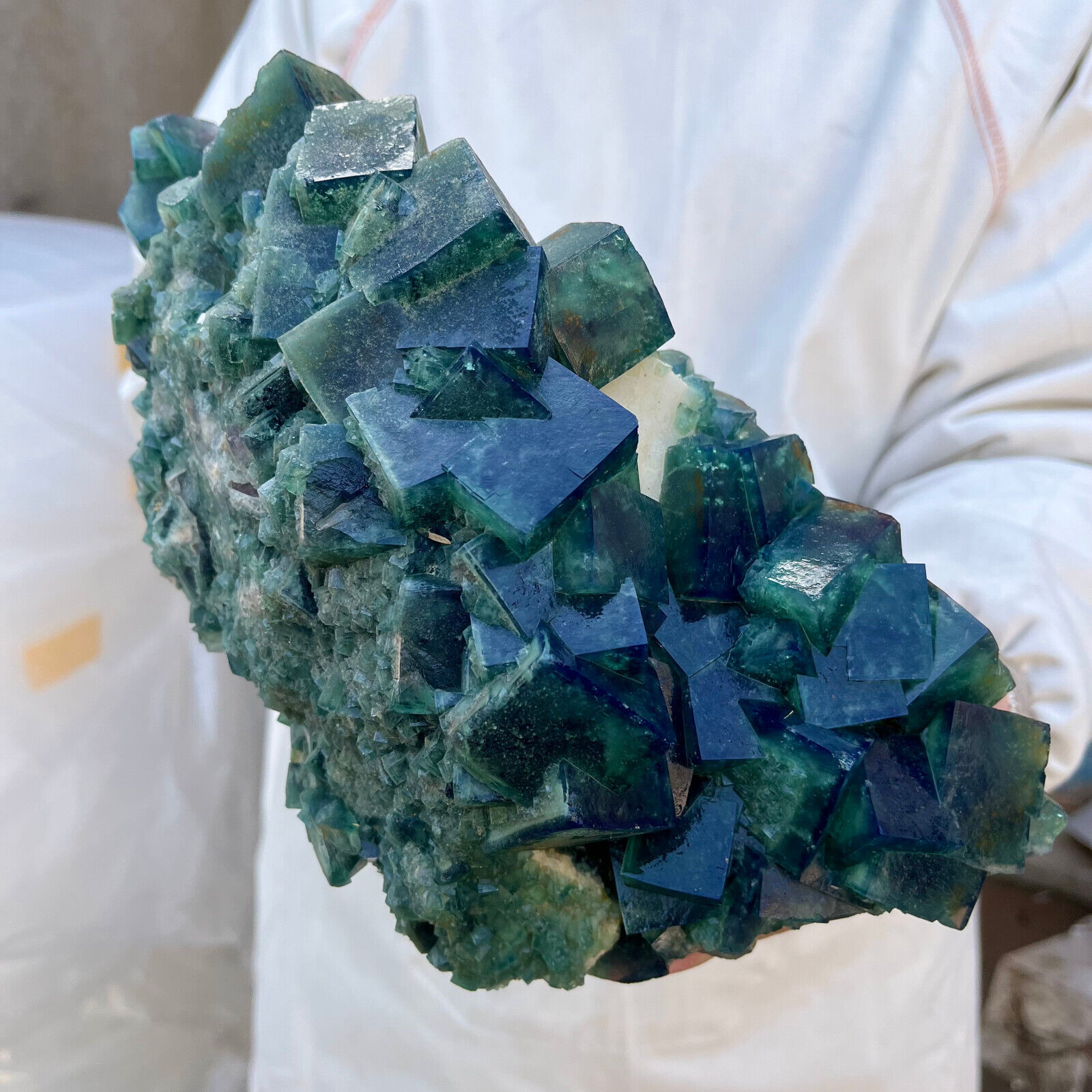 12.9lb Large NATURAL Green Cube FLUORITE Quartz Crystal Cluster Mineral Specimen
