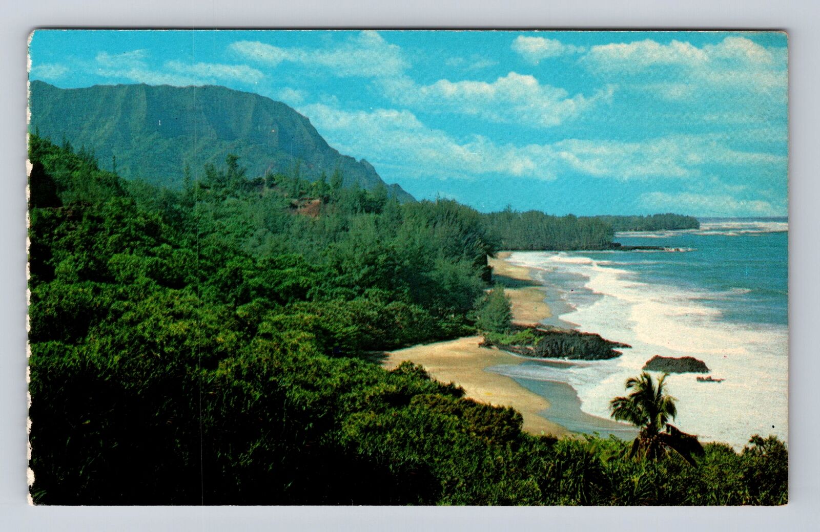 Kauai HI- Hawaii, Aerial Lumahai Beach, Antique, Vintage Souvenir Postcard