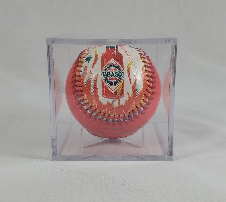 Tabasco Branded Souvenir Baseball w/ Case --- RARE --- McILhenny Co Pepper Sauce