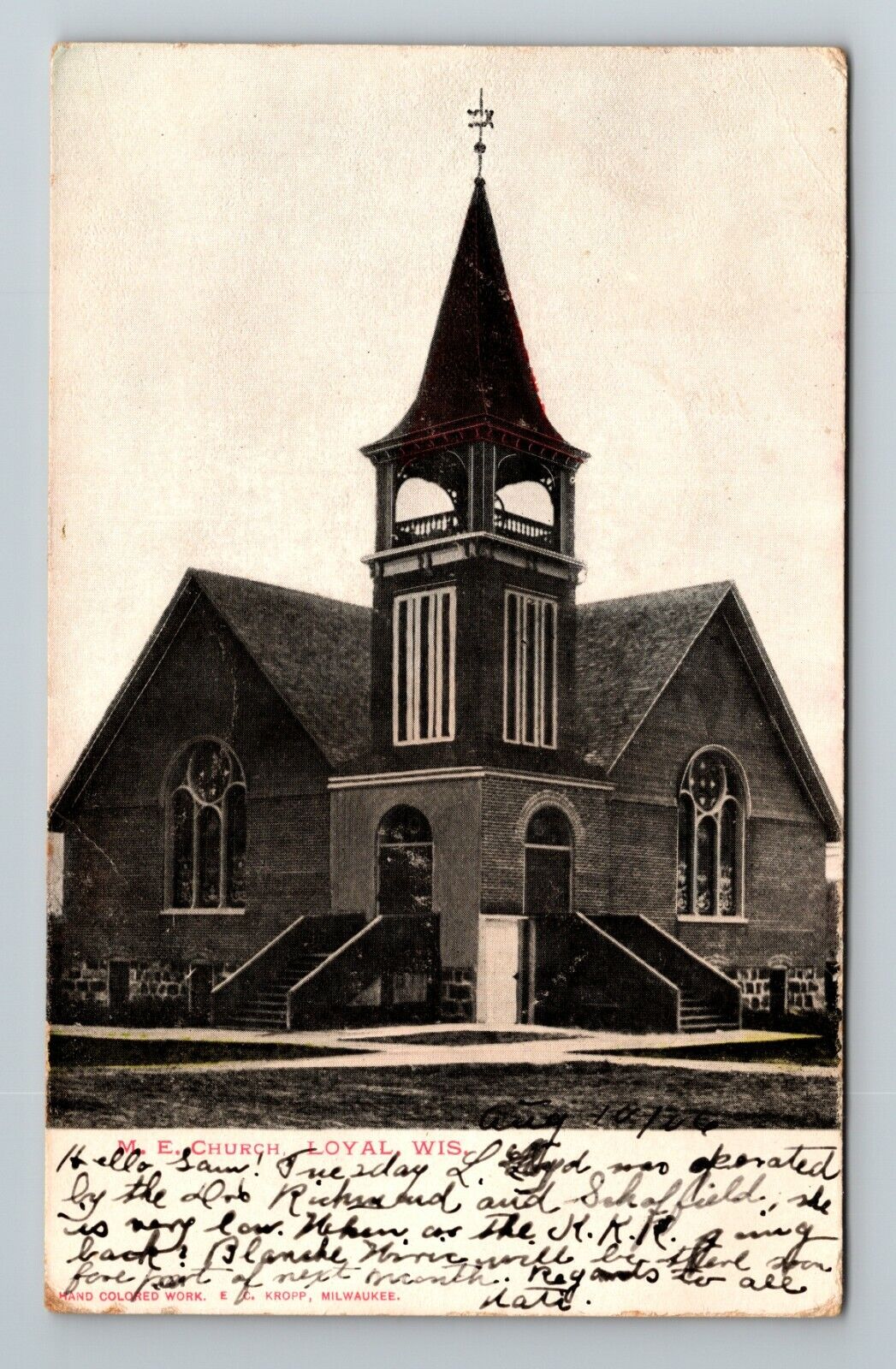 Loyal WI-Wisconsin, Methodist Episcopal Church, c1906 Vintage Postcard