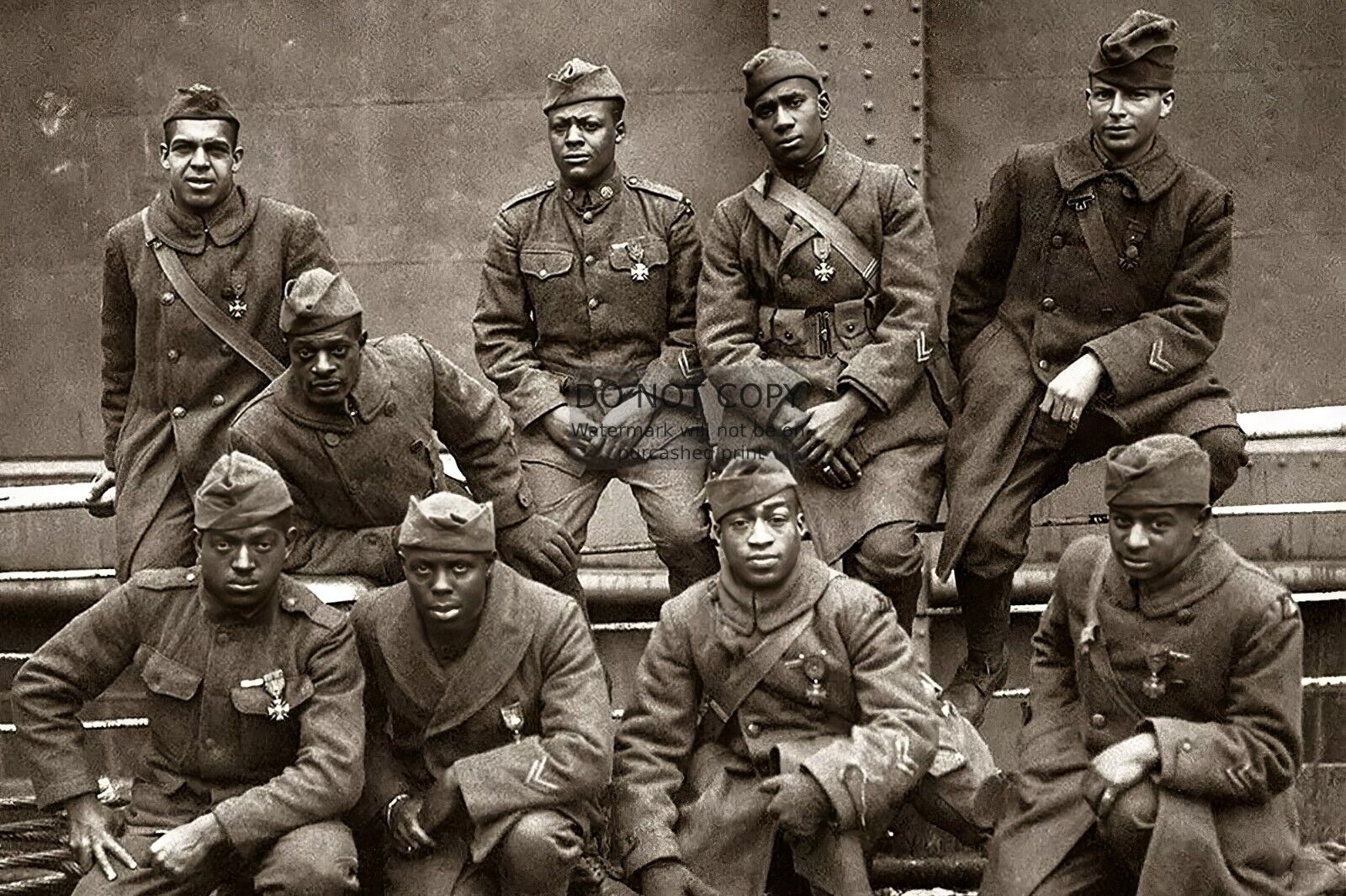 369TH HARLEM HELLFIGHTERS AFRICAN AMERICAN BLACK WW1 SOLDIERS 4X6 PHOTO POSTCARD