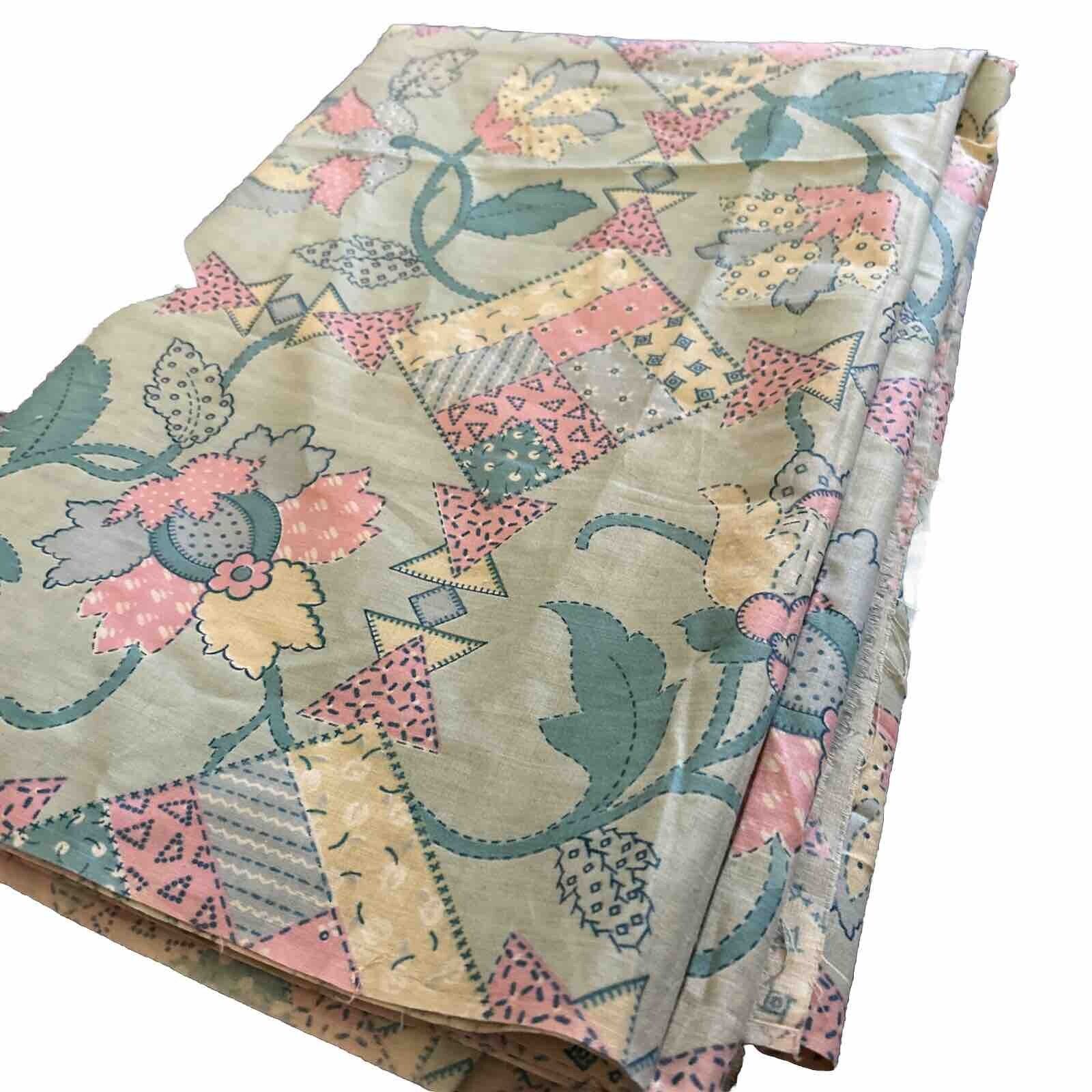 Vintage Cotton Fabric 1930s 40s Pastel Floral Geometric 35”x184”