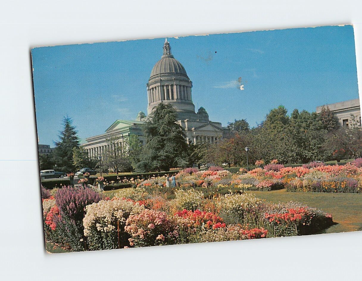Postcard Sunken Gardens State Capitol Olympia Washington USA