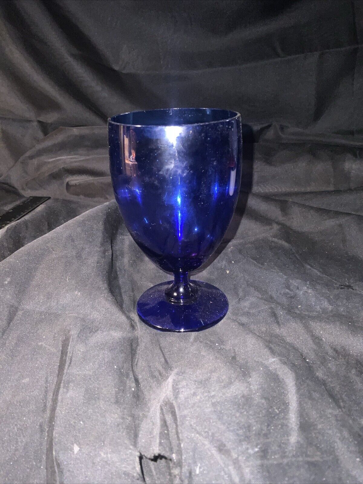 Vintage Cobalt Blue Stemmed Wine Glass 5.5
