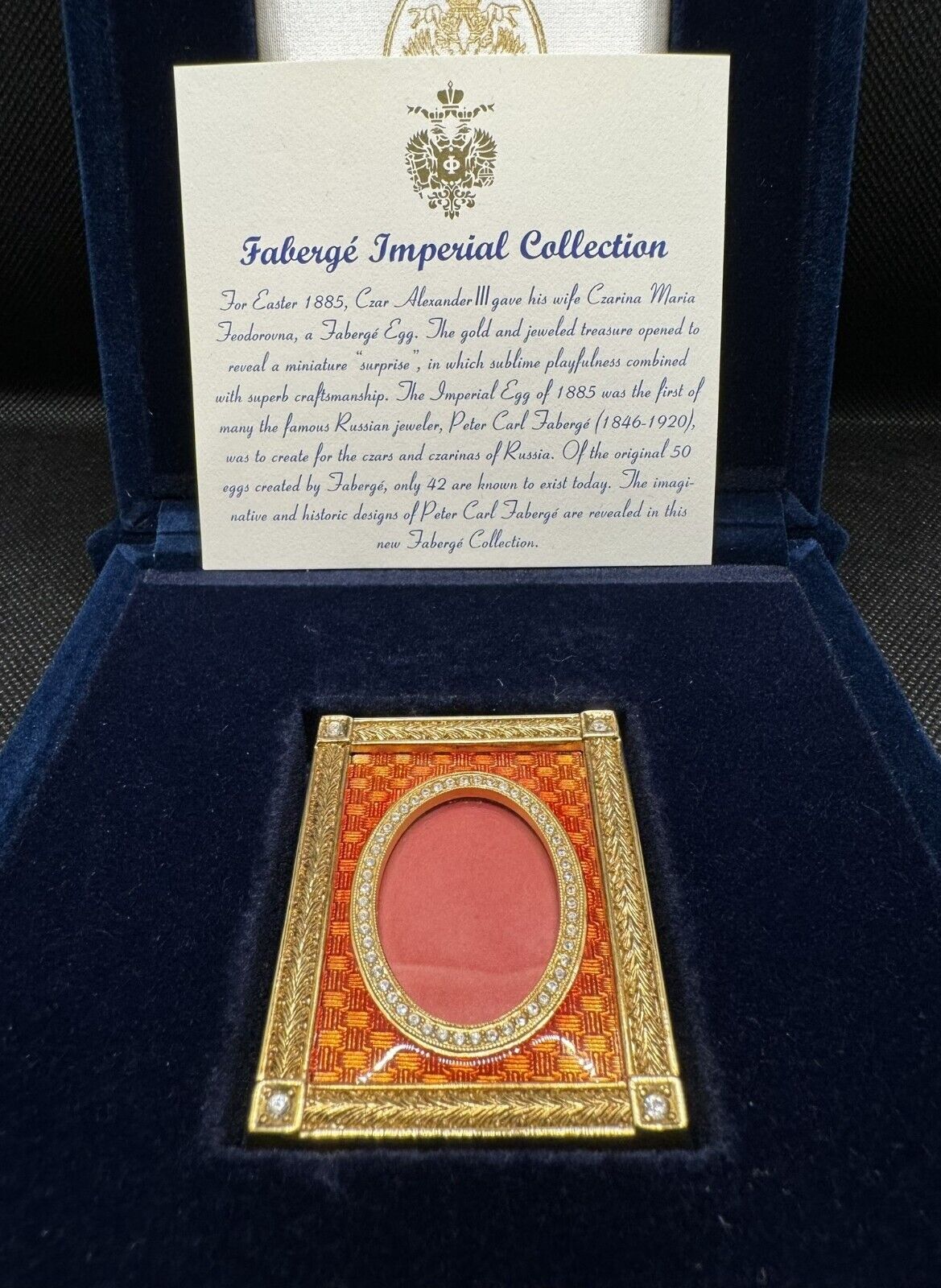 Faberge Imperial Red Jeweled and Enameled Coronation Nicholas II Frame