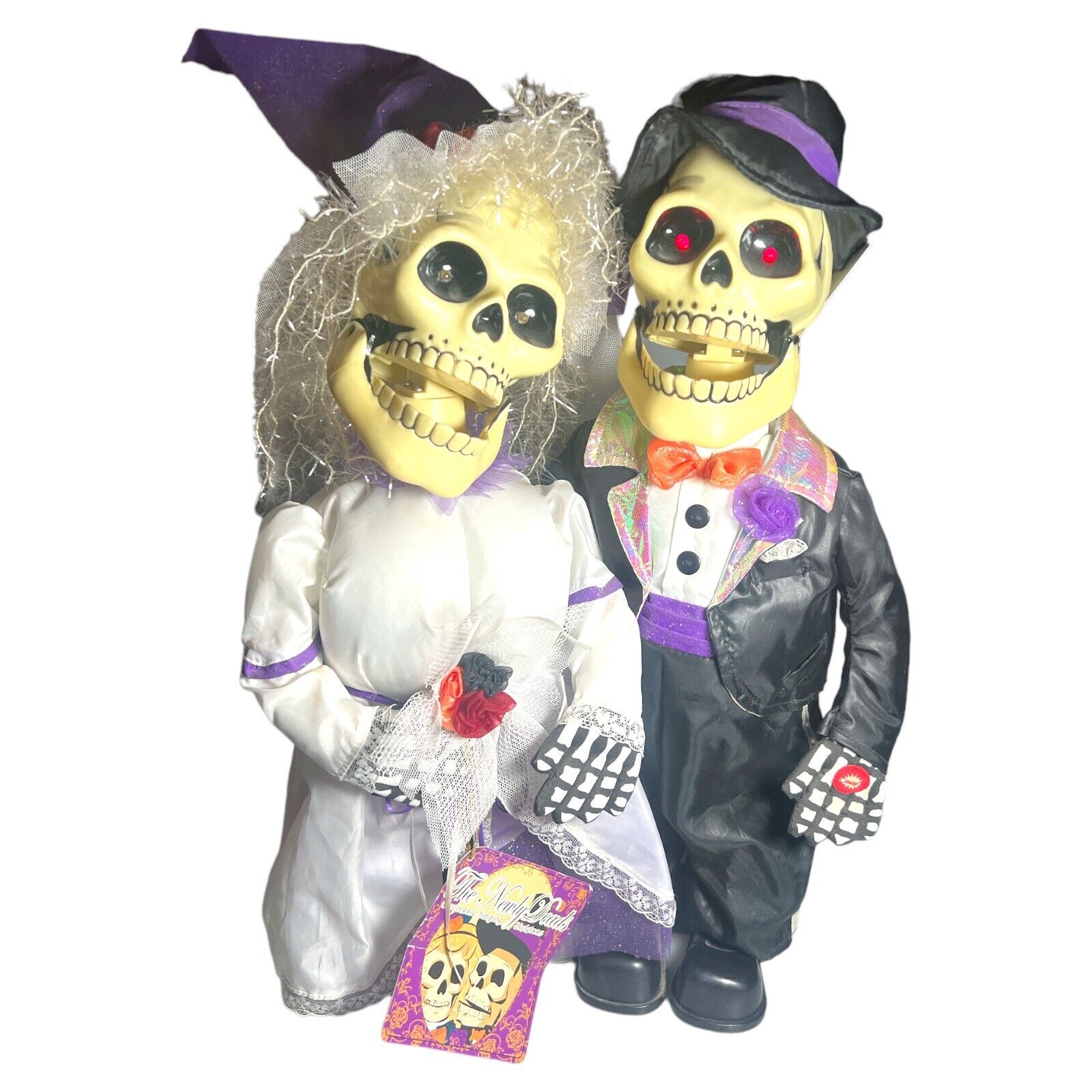 Newly Deads Animated Halloween Bride & Groom Skeletons I Got You Babe 18” NWT