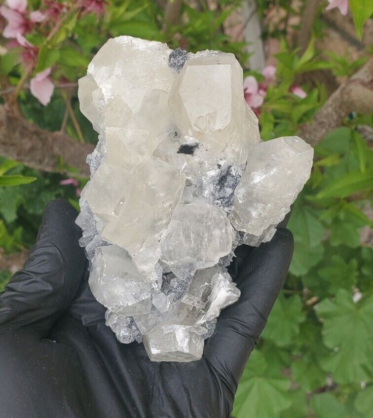 464g Natural Diamond Fluorescent Calcite Crystal Cluster Mineral Specimen