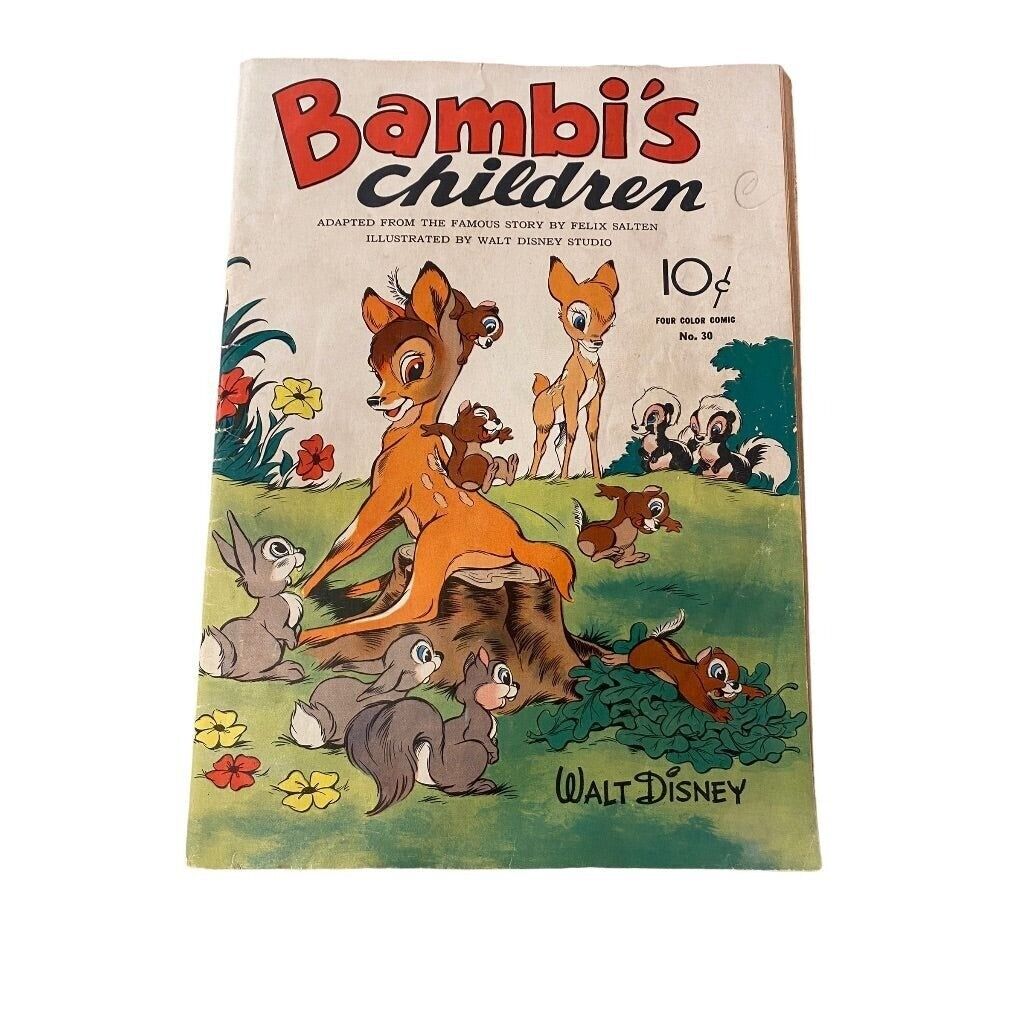 Bambi\'s Children Four Color 30 Golden Age Disney animals 1943 Dell Comics