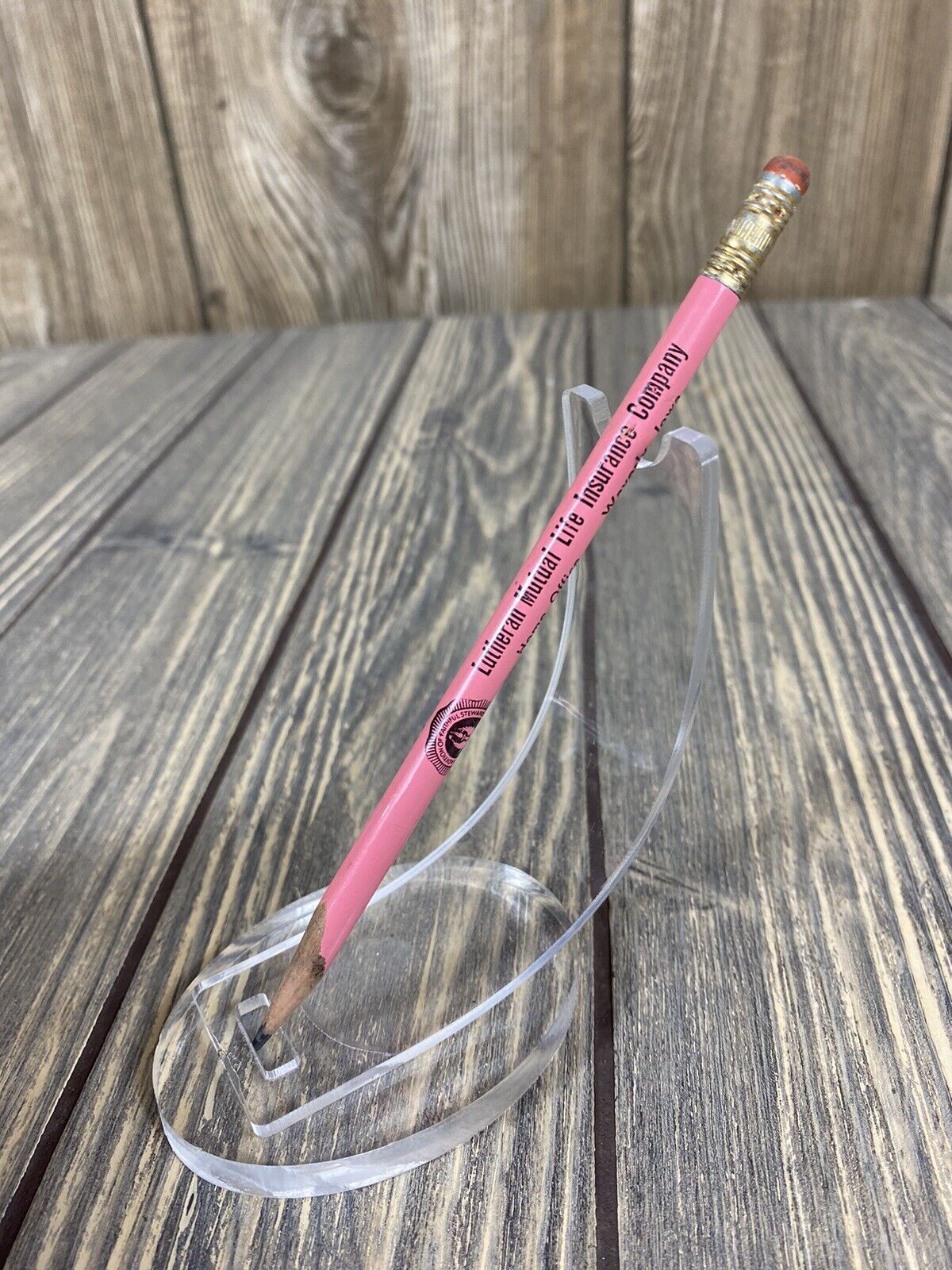 Vintage Lutheran Mutual Life Insurance Company Pink Sharpened Pencil L