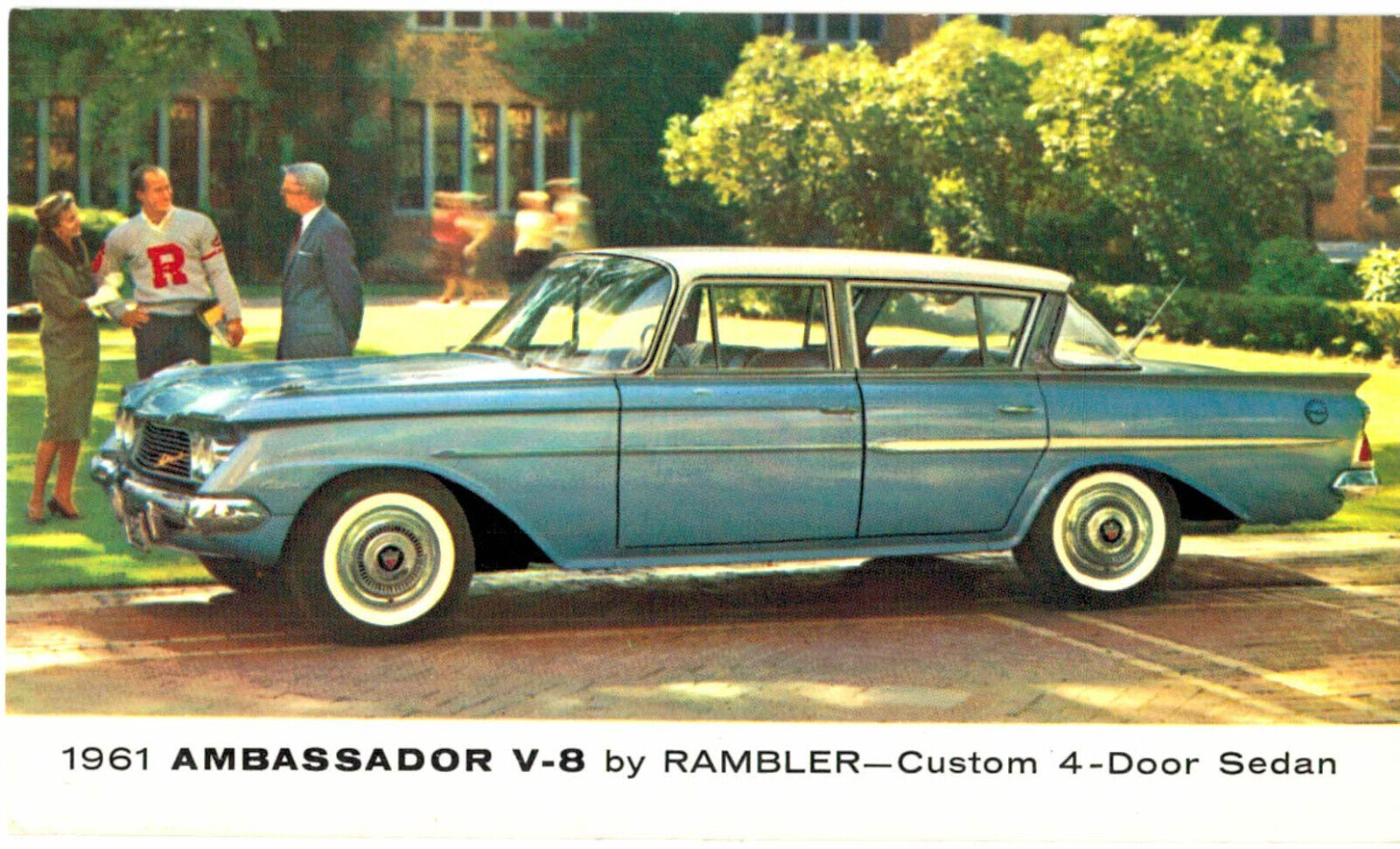 1961 Original Postcard Ambassador V-8 by Rambler Custom 4-Door Sedan