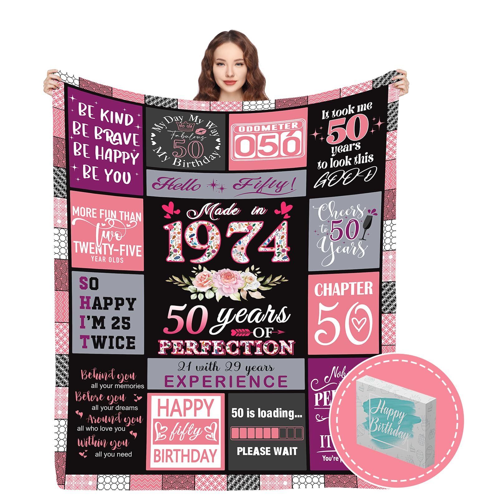 50th Birthday Gifts for Women 50th Birthday Gifts Blanket 50 Year Old Gifts f...