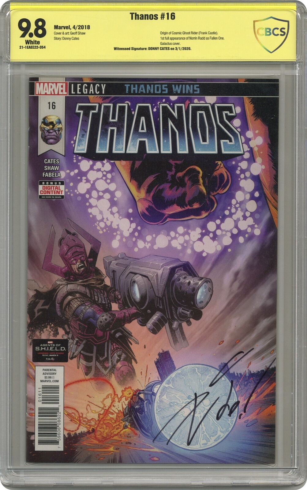 Thanos #16A Shaw CBCS 9.8 SS Cates 2018 21-1EAEE22-354