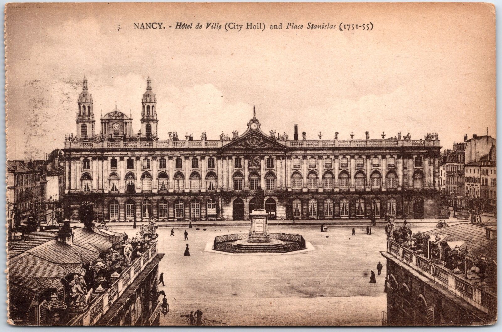 VINTAGE POSTCARD SCENE AT CITY HALL SQUARE IN NANCY FRANCE c. 1915-1928