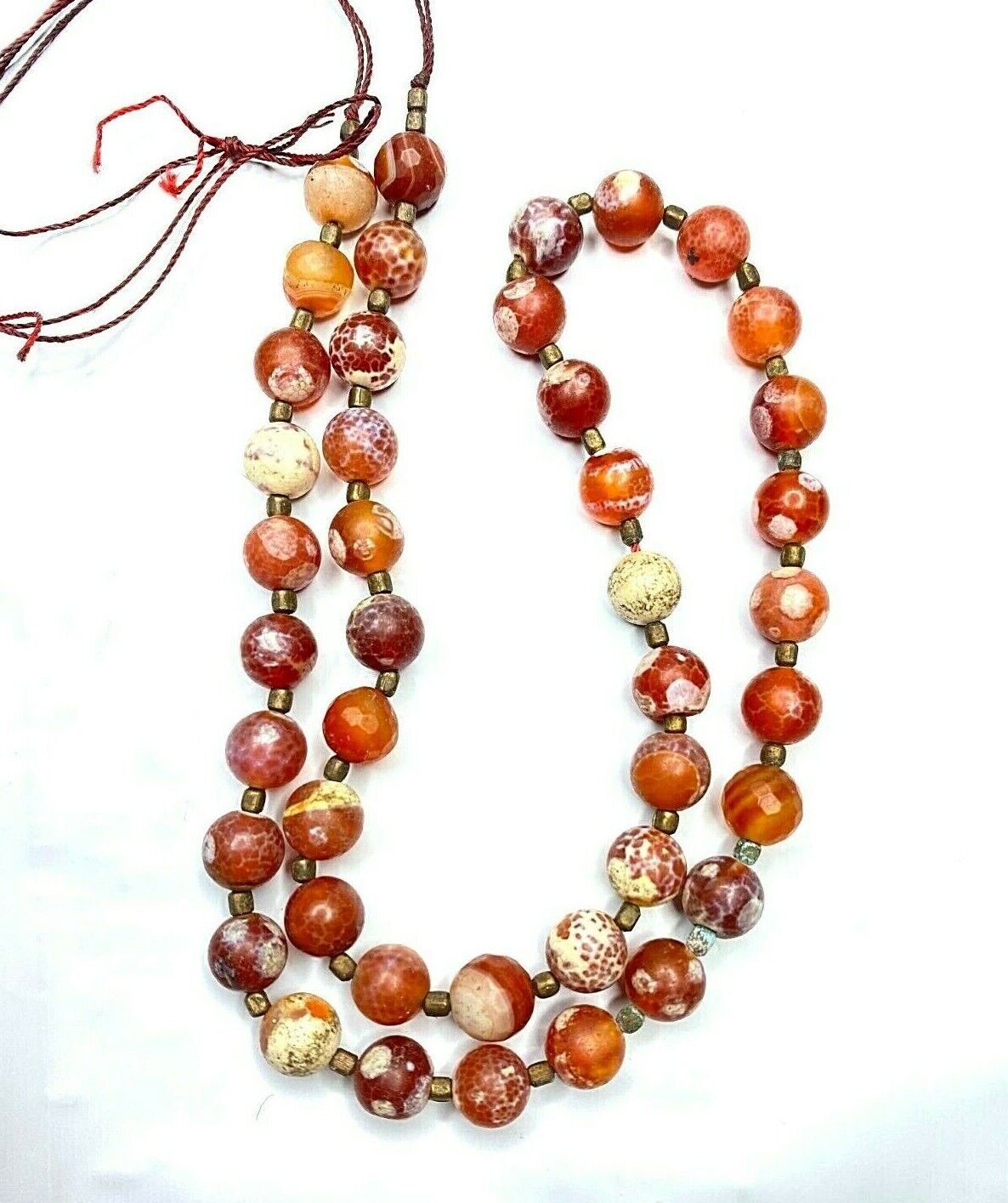 Antique Old Ancient Indo-Tibetan Carnelian Agate Beads Necklace Mala