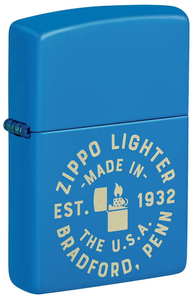 Zippo 46173, Zippo Seal-Bradford Design, Sky Blue Matte Finish Lighter, NEW