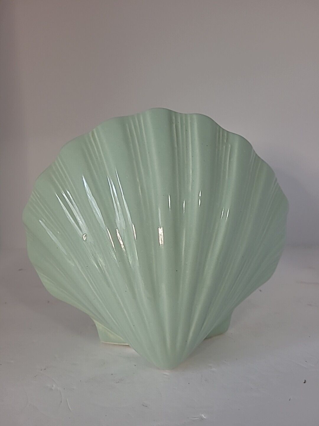 Vintage 70's Hyalyn Teal Green Shell Vase Planter 