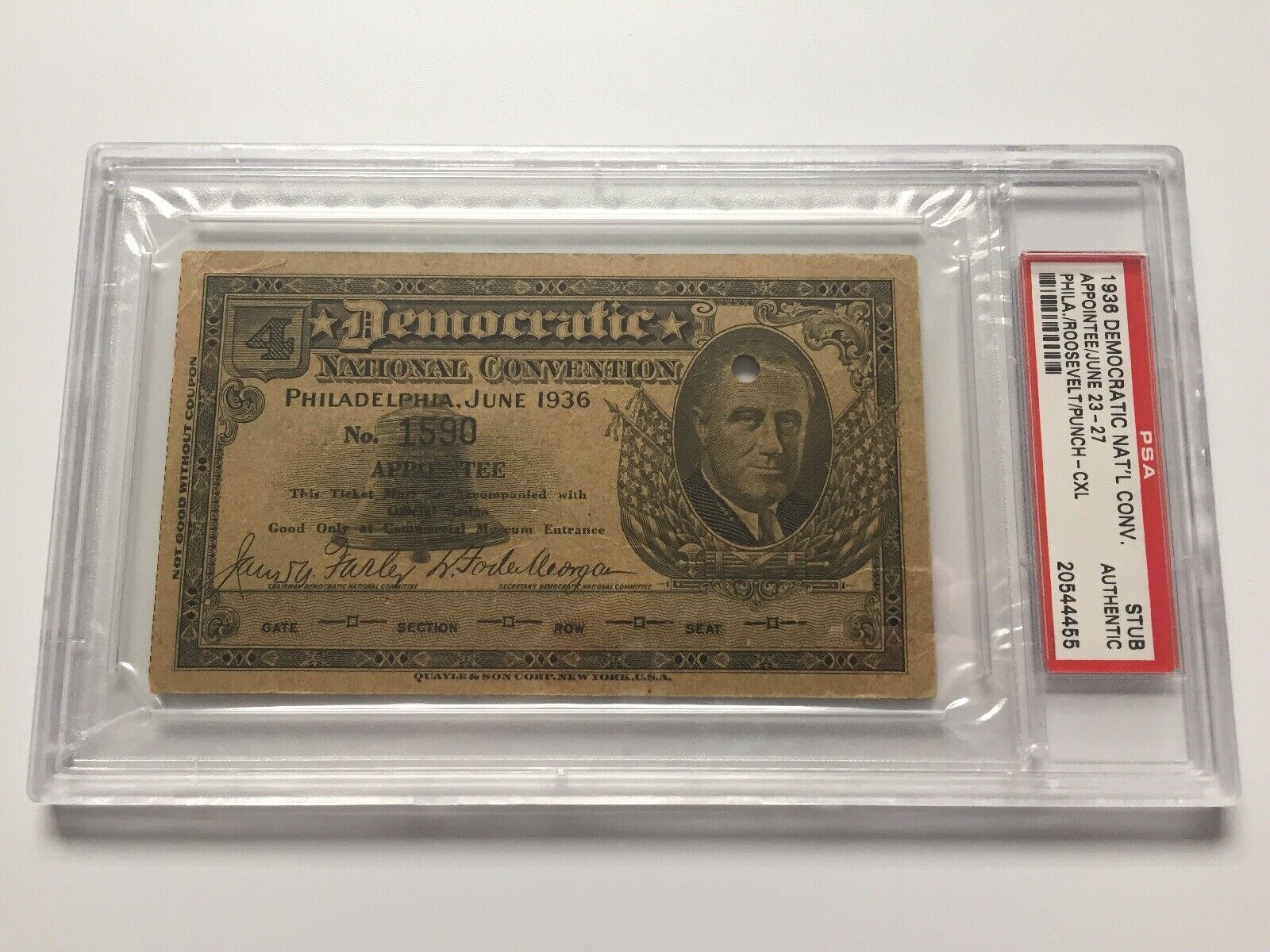 1936 Democratic National Convention Appointee Pass President Roosevelt FDR PSA