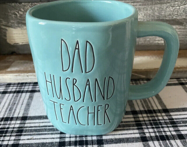 Rae Dunn Dad Husband Teacher Teal Coffee Mug Artisan Collection by Magenta NEW