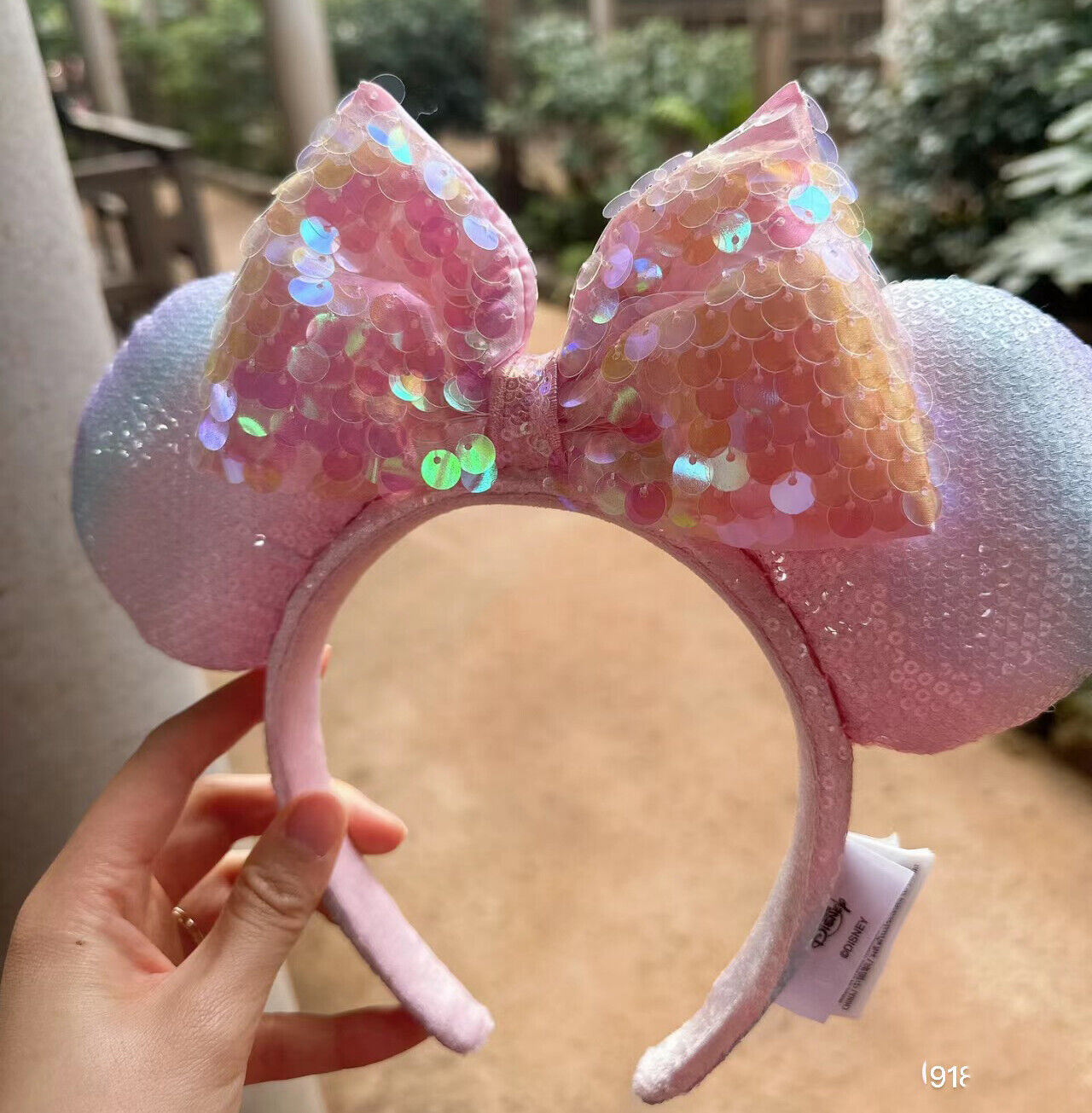 US Disney Parks Little Mermaid Ariel PINK Iridescent Minnie Ears Headband