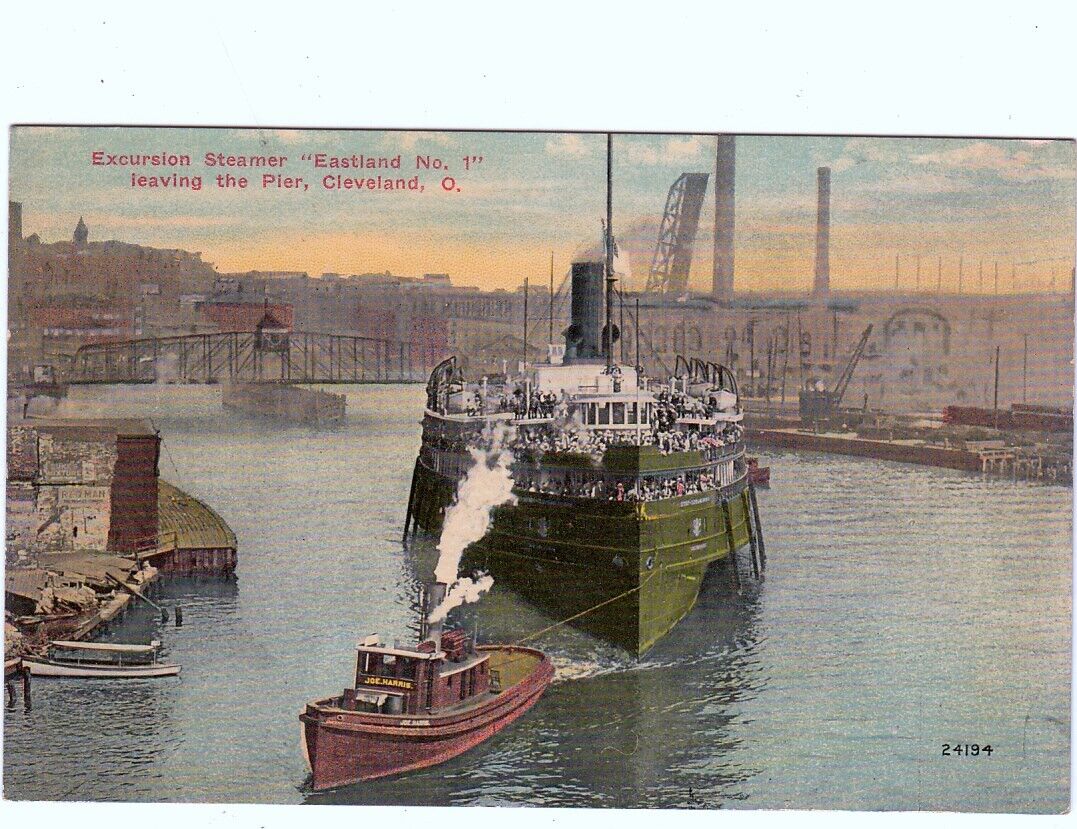 Excursion Steamer Eastland No 1 Leaving Pier Cleveland Ohio Early Postcard~PC1AU