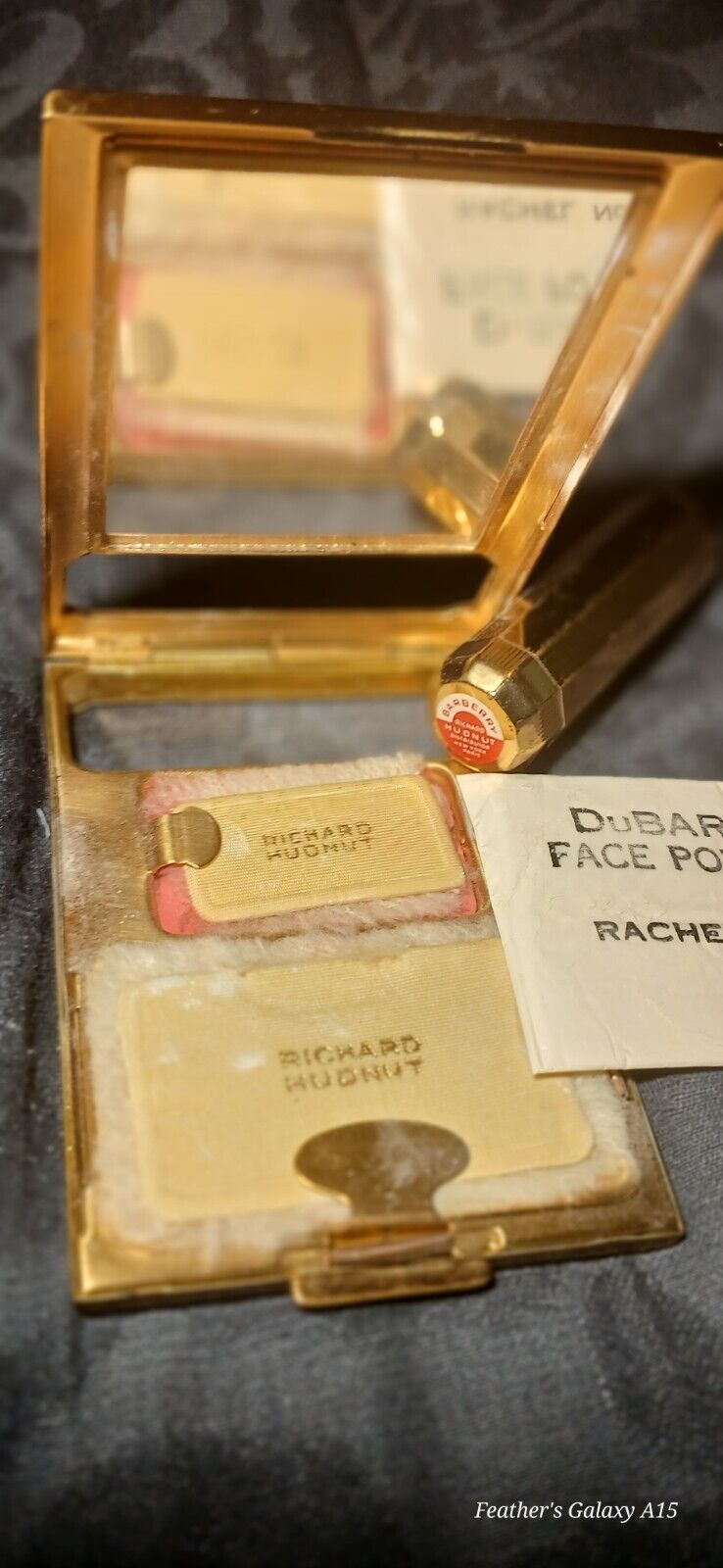 Vintage 1930's Richard Hudnut/Dubarry Compact W/Powder, Rouge & Lipstick