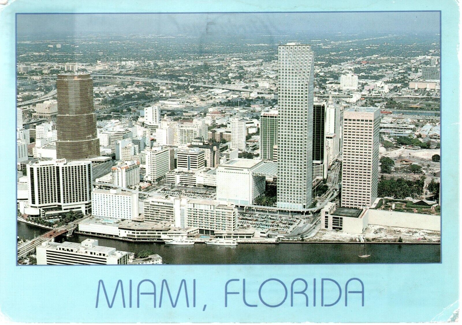 Postcard Miami Florida 1988 Aerial View Posted Vintage Fair Shape
