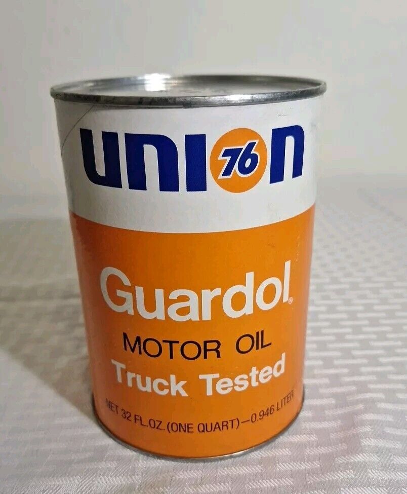 Vintage Union 76 Guardol Motor Oil Can, Composite, Full Quart