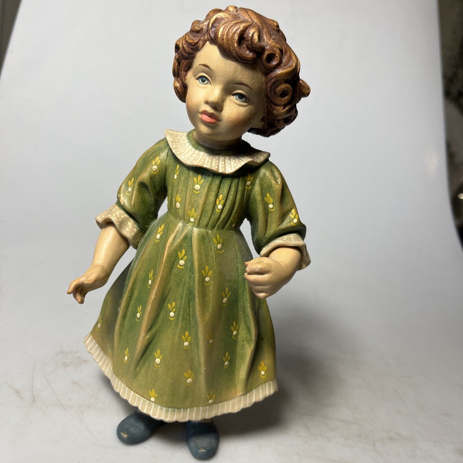Vintage Dolfi Santini Wood Doll Statue 9”   42/3000