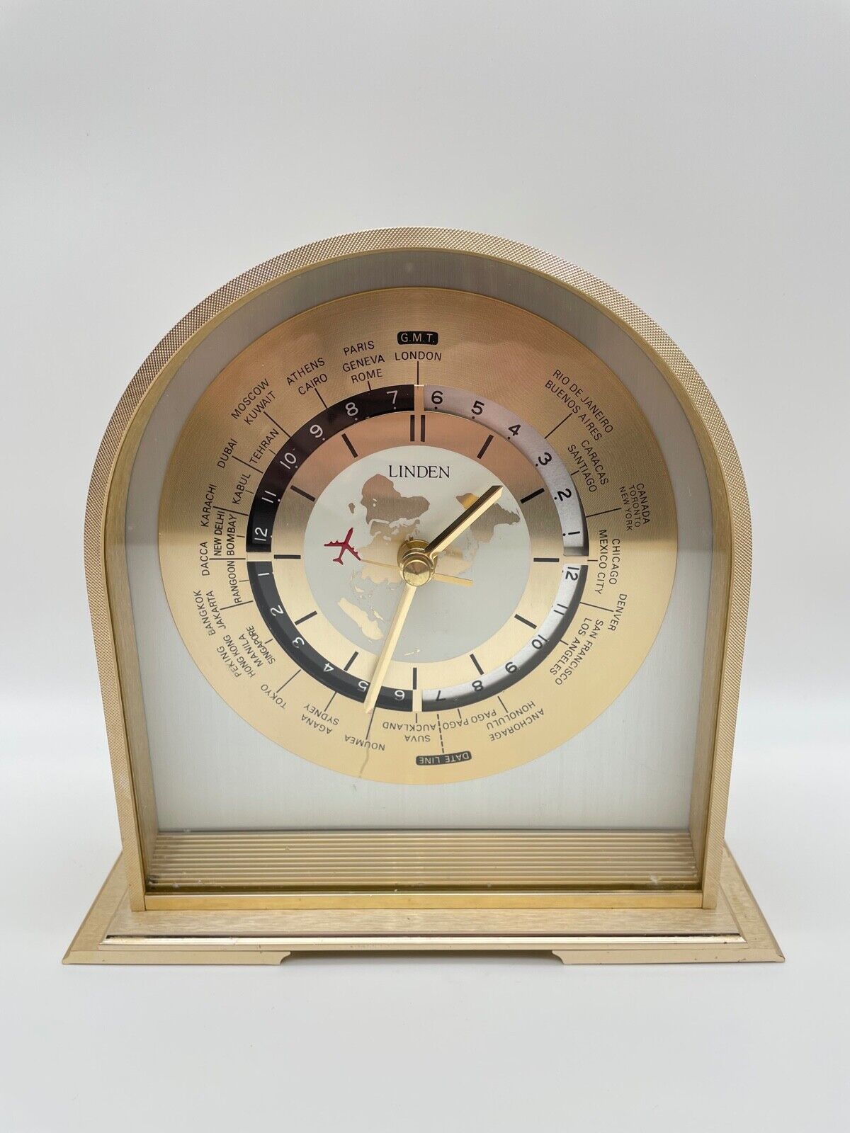 Linden World Time GMT and Date Table Clock 8\