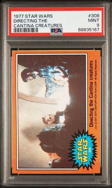 1977 TOPPS STAR GEORGE LUCAS DIRECTING THE CANTINA CREATURES #174 PSA 9