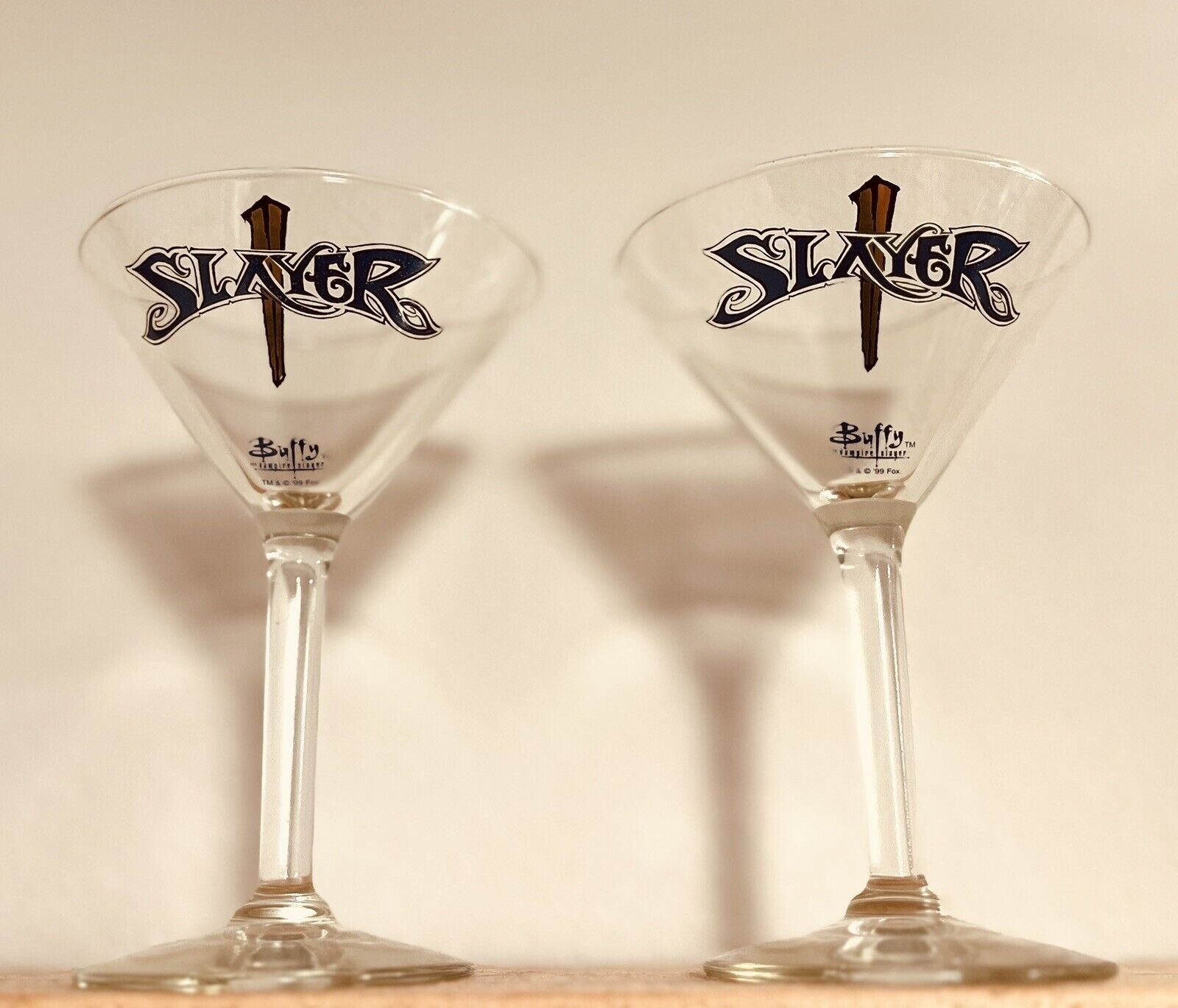 Rare Vintage Buffy the Vampire Slayer Martini Glasses (90s) -Officially Licensed