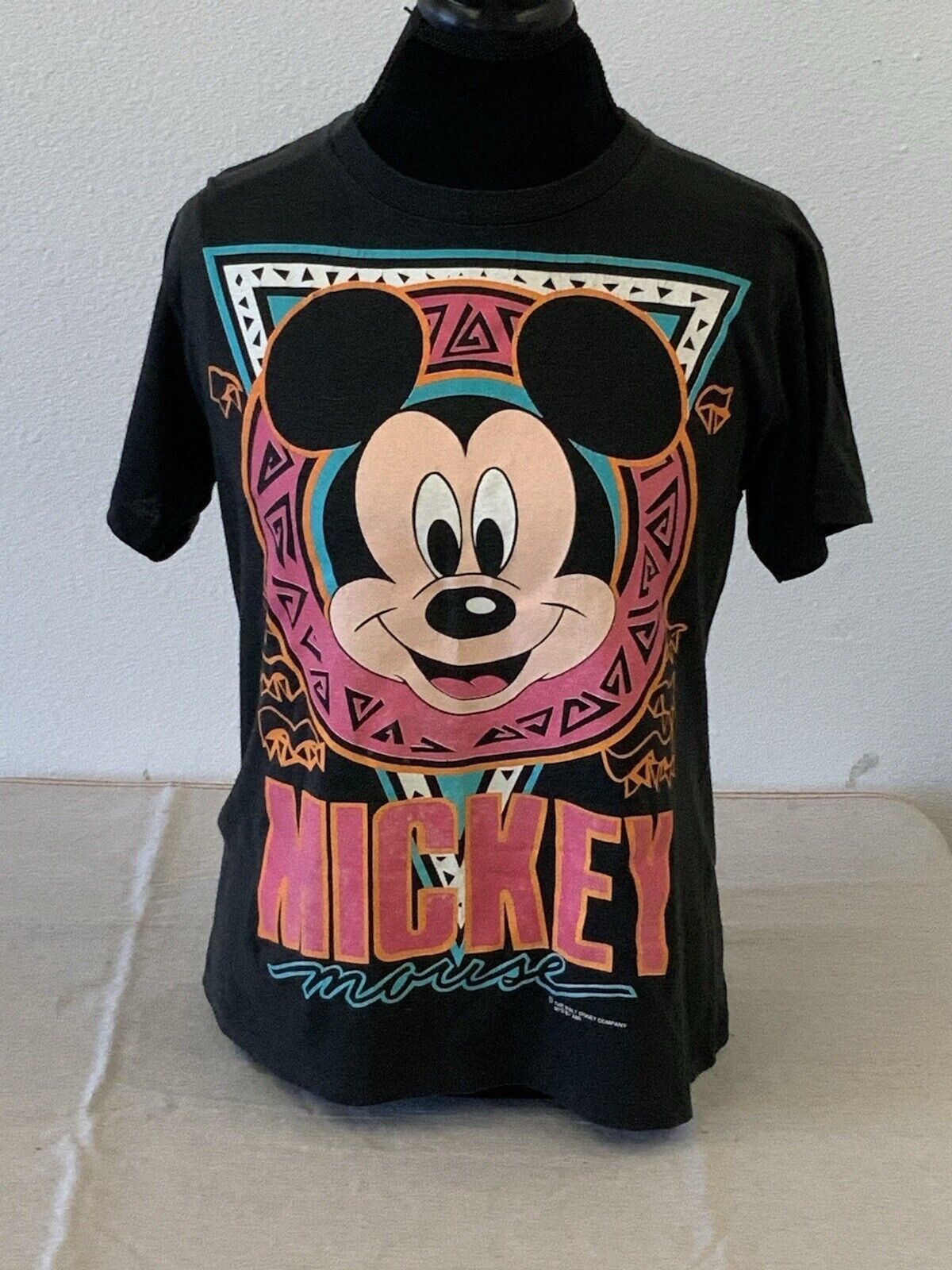 Vintage Disney Mickey Mouse T Shirt Single Stitch Medium 80s 2 Side Print Pop
