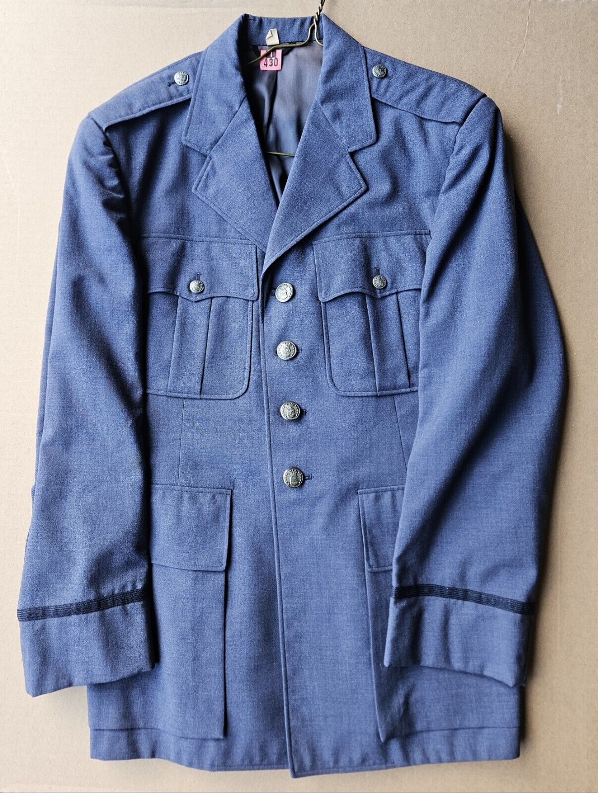 US Air Force 1961 Officer 40R Uniform Tropical Blue 84 Wool Dress Jacket 1960s